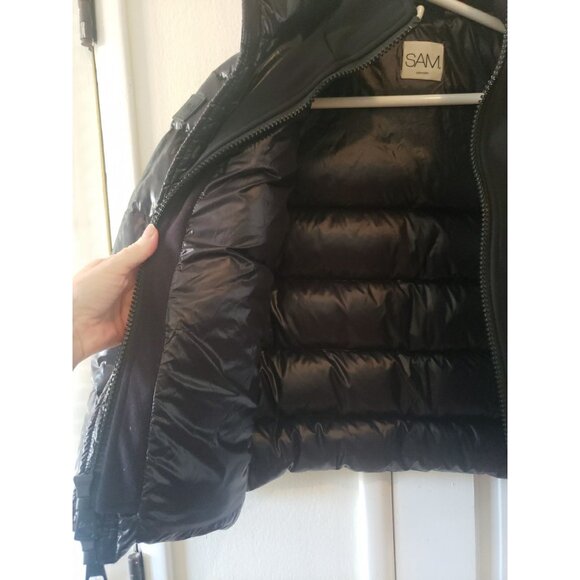 SAM. New York Jacket Down Puffer Glacier Boys Kids Sz12 Black Missing Hood - Picture 8 of 13